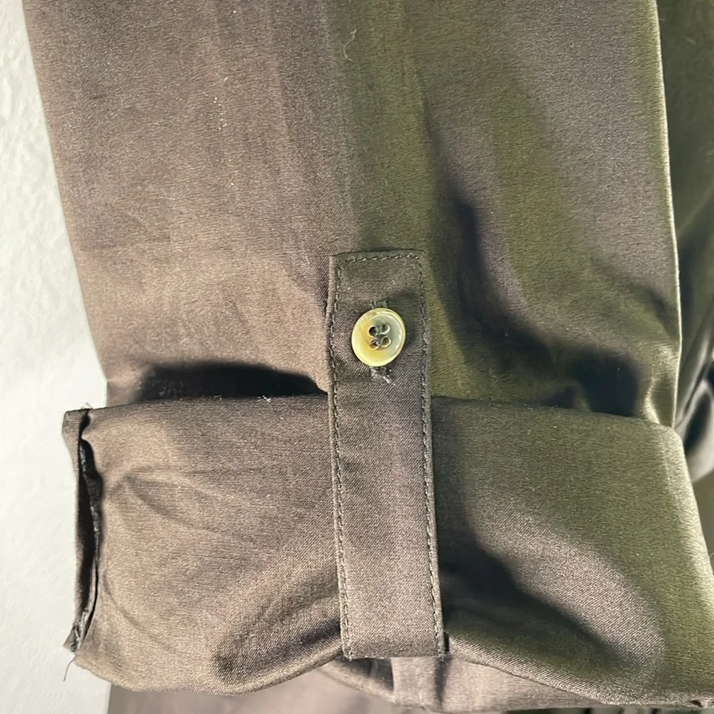 Poplin fit and flare Audrey V-neck shirt dress pleated librarian 50s wife midi - Picture 6 of 9